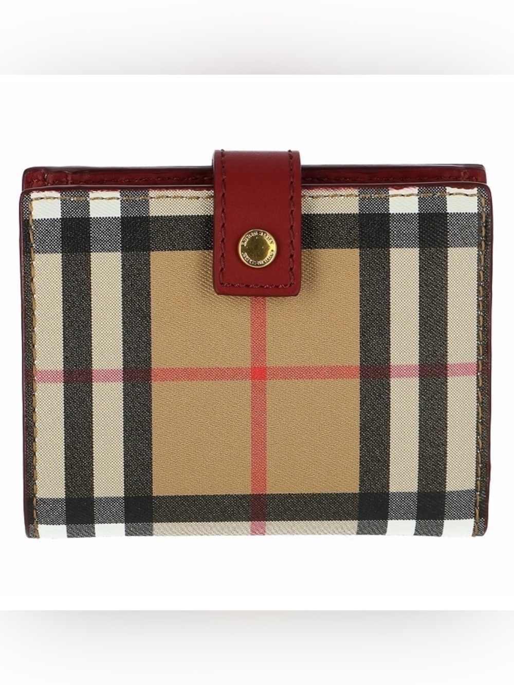Burberry Canvas Vintage Check Coin Purse Wallet Red